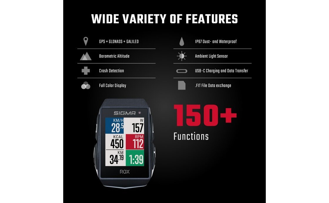 Sigma ROX 11.1 Evo HR set Bike Computer features