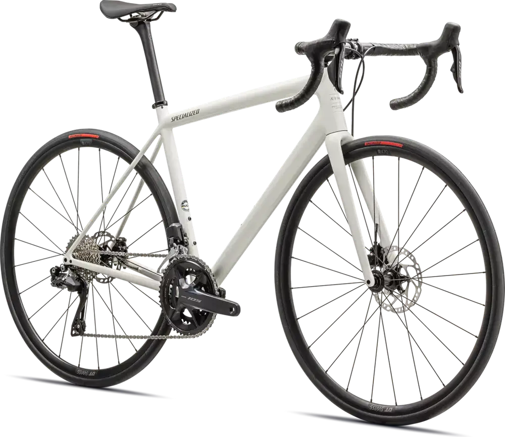 Specialized Aethos Comp - Shimano 105 Di2 – 2025 - Gloss Dune White - Metallic Spruce - sideview
